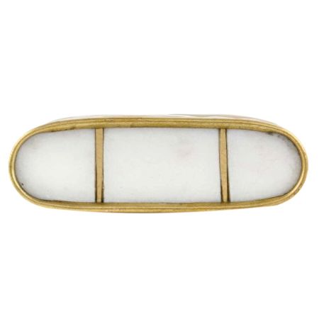 White Capsule Stone Brass Cabinet Knobs